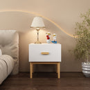 Nightstand With Drawer, Minimalist Bedside Table With Handle For Bedroom - White