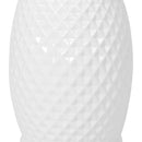 Glazed Ceramic Drum Stool Indoor / Outdoor Side Table Ceramic - White