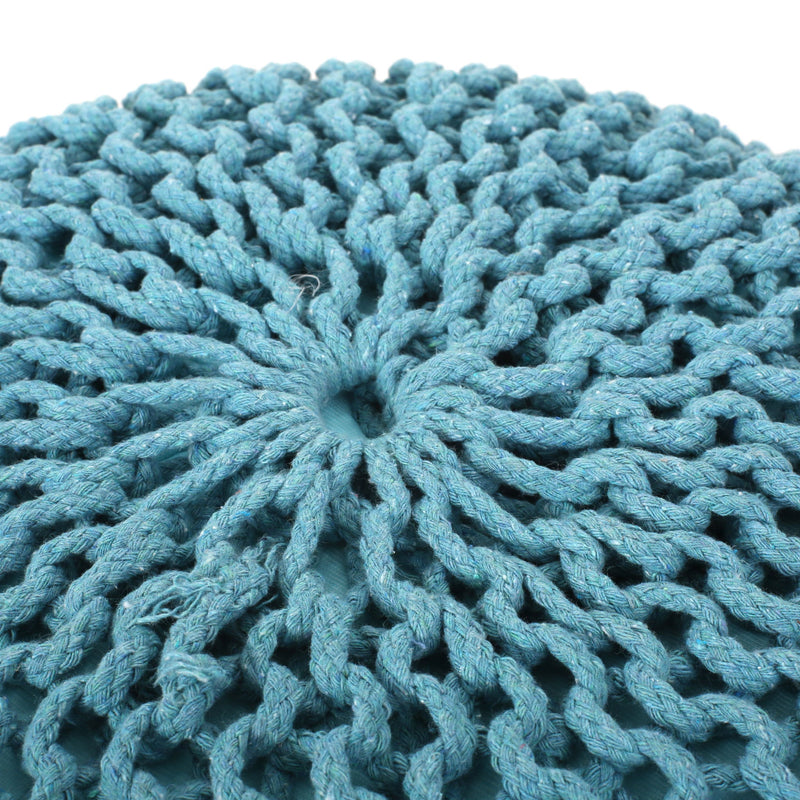 Moro - Knitted Cotton Round Pouf With Pumpkin Shape