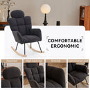 Contemporary Teddy Fabric Upholstered Nursery Rocking Glider Chair With High Backrest And Pillow