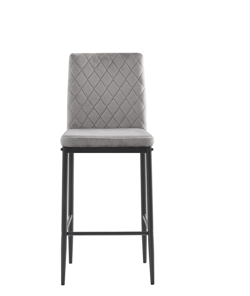 Bar Stool, Velvet Stool, Modern Bar Chair, Bar Stool With Metal Legs, Kitchen Stool, Dining Chair (Set of 2) - Light Gray