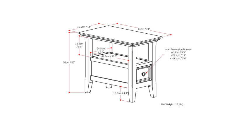 Amherst - Narrow Side Table - Hickory Brown