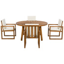 5 Piece Outdoor Patio Dining Set With 4 Armchairs And Table - Beige