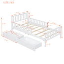 Platform Bed With Guardrails On Both Sides And 2 Storage Drawers