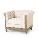 Fabric Upholstered Club Chair With Scrolled Tuxedo Arms