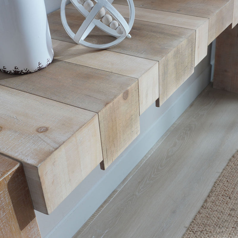 Modern Rustic Table With Sculpted Block Design