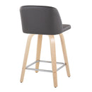 Toriano - Contemporary Fixed Height Counter Stool With Swivel With Square Footrest (Set of 2)