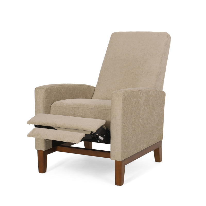 Wide Wood Hand Manual Club Recliner - Sand