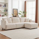 Modern Minimalist Corduroy Combination Sofa With 2 Comfort Cushions With USB & C Charging Ports