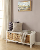 Flavius Rattan & White Finish Bench W/Storage