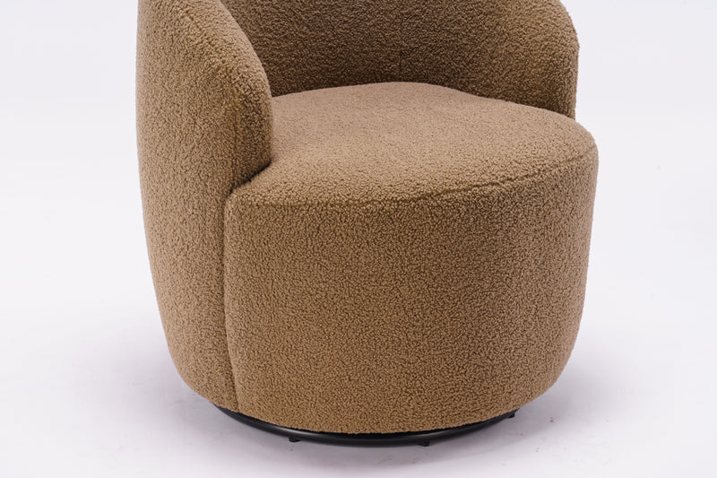 Teddy Fabric Swivel Accent Armchair Barrel Chair With Powder Coating Metal Ring