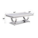 Zander - Coffee Table - White Printed Faux Marble & Mirrored Silver Finish - Atlantic Fine Furniture Inc