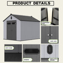 Resin Plastic Storage Shed For Backyard Garden With Spire Tool Storage