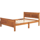 Full Size Wood Platform Bed with Headboard and Wooden Slat Support (Oak)