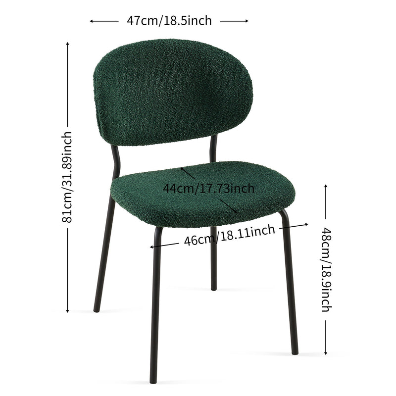 Boucle Dining Chairs, Dining Chairs With Metal Legs For Dining Room, Kitchen, Living Room