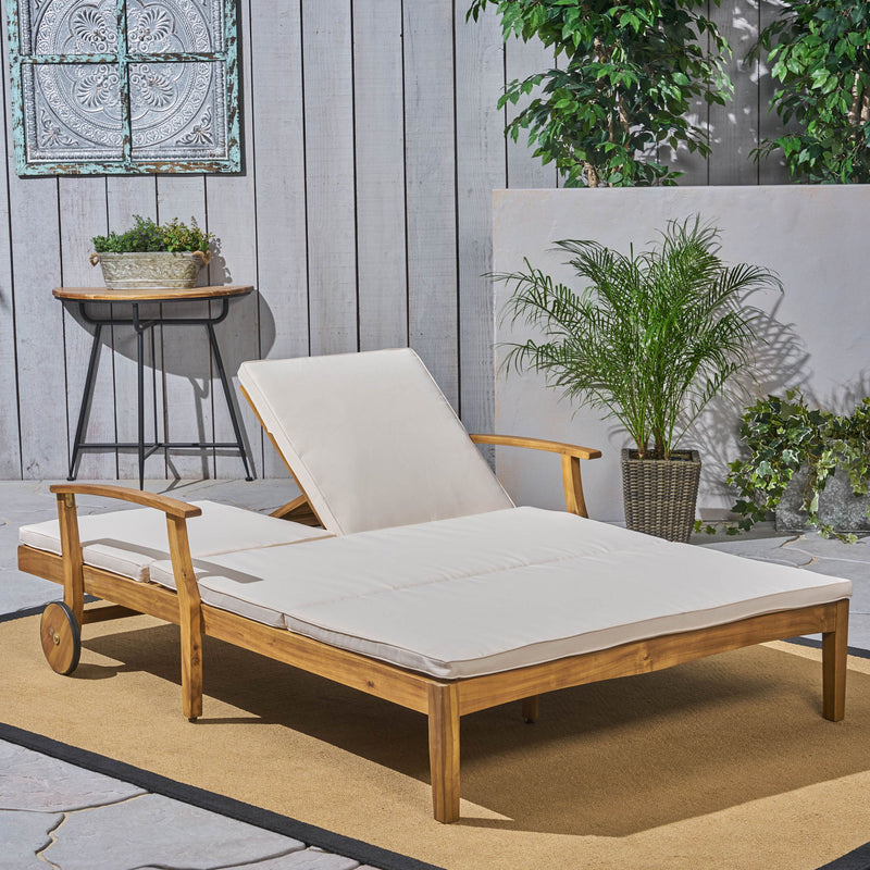 Etherealize - Outdoor Adjustable Double Chaise Lounge With Water Resistant Cushions