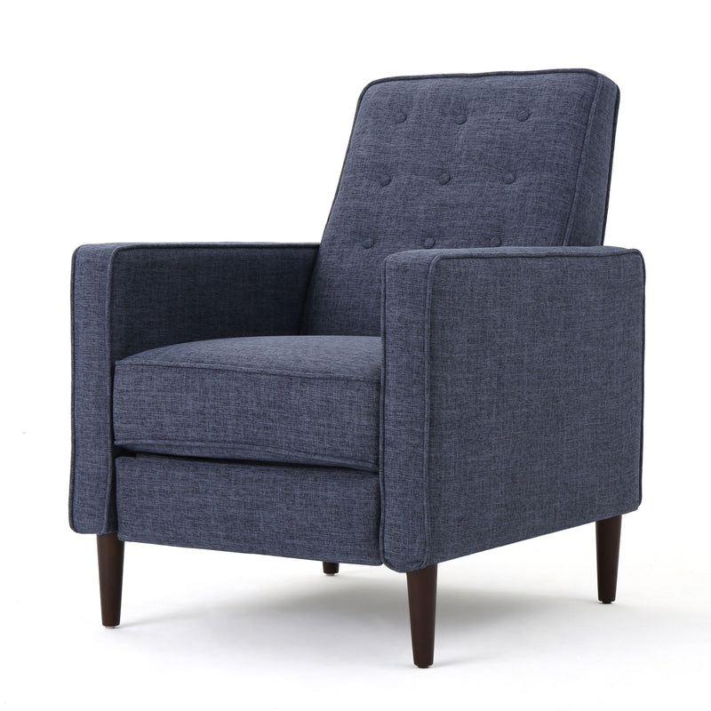 Mid-Century Modern Recliner With Button Tufted Waffle Stitch