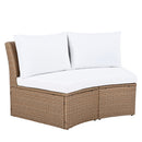 10 Piece Outdoor Sectional Half Round Patio Rattan Sofa Set