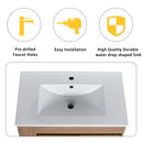 Modern Wall Mounted Bathroom Vanity With Sink And Storage Rack Soft Close Doors Plywood - Imitative Oak