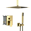 Modern Dual Shower Head System With 16" Ceiling Mount Finish, Stainless Steel And Brass