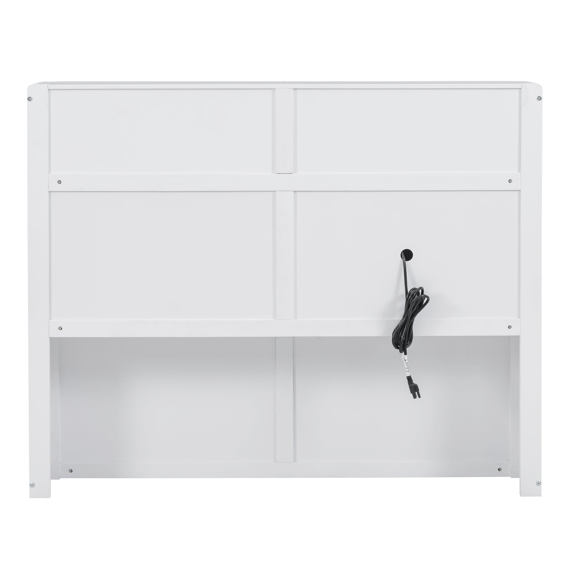 Wood Full Size Hydraulic Platform Bed with Storage LED Headboard, Charging Station and 2 Drawers, White