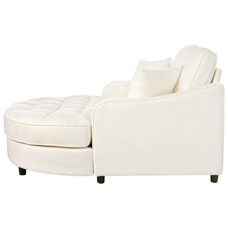 Modern Chaise Lounge Upholstered Sofa Couch With Tufted Seat And Detachable Pillows For Living Room