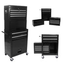 6 Drawer Lockable Tool Cabinet On Wheels, Steel Rolling Tool Chest With Detachable Toolbox
