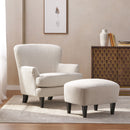 Boucle Fabric Upholstered Living Room Set With Tapered Legs - Cream - Cream