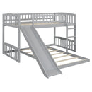 Twin Over Twin Classic Bunk Bed With Slide And Ladder - Gray