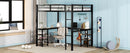 Full Metal Loft Bed with Desk and Shelves, Loft Bed with Ladder and Guardrails, Loft Bed Frame for Bedroom, Black (Old SKU: W1307S00016) (Pre-sale date: 2024/3/7.)