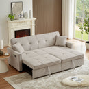 3 In 1 Convertible Sleeper Sofa Bed, Reclining Backrest, Pillows, Pockets