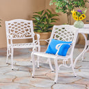 Unravel - Outdoor Arm Chair With Scroll Design And Floral Accents (Set of 2) - White