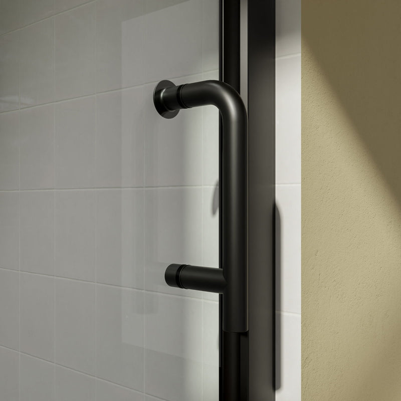 32" Bi-Fold Semi-Frameless Shower Doors In Matte With Clear Glass - Black