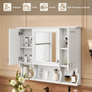 Wall Mounted Bathroom Medicine Wall Cabinet With Mirror & Open Shelves