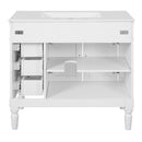 Bathroom Vanity With Ceramic Sink, 2 Doors 3 Drawers, Soft Close Design