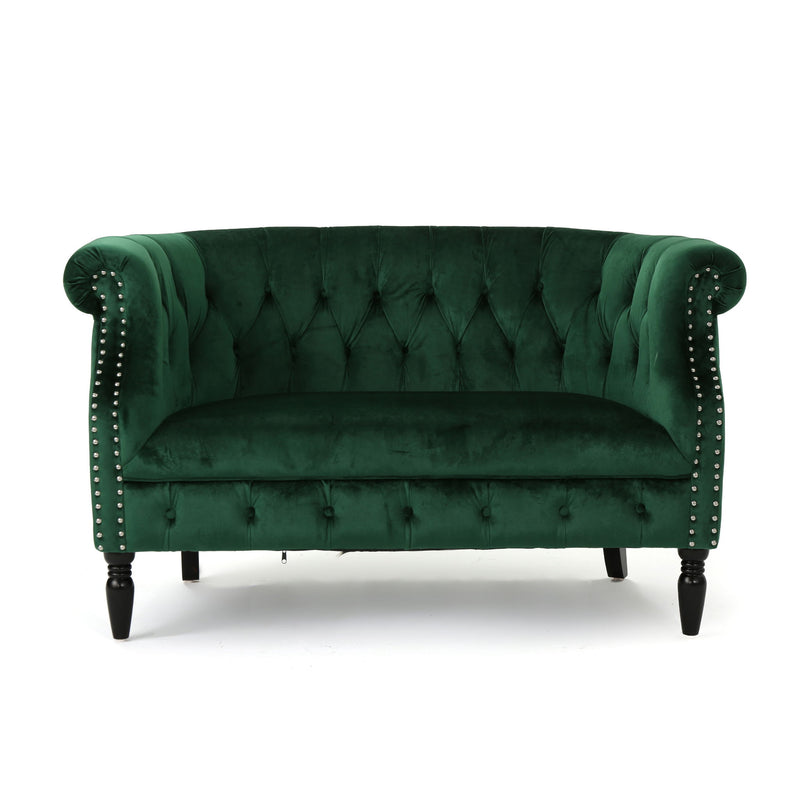 Antique Chesterfield Style Loveseat With Button Tufting