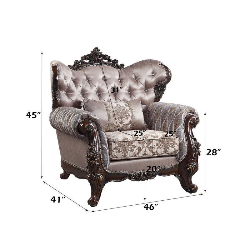 Benbek - Chair - Fabric & Antique Oak Finish