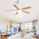 Modern Ceiling Fan With 3 Color Dimmable Light 5 Blades Remote Control Reversible Dc Motor - White