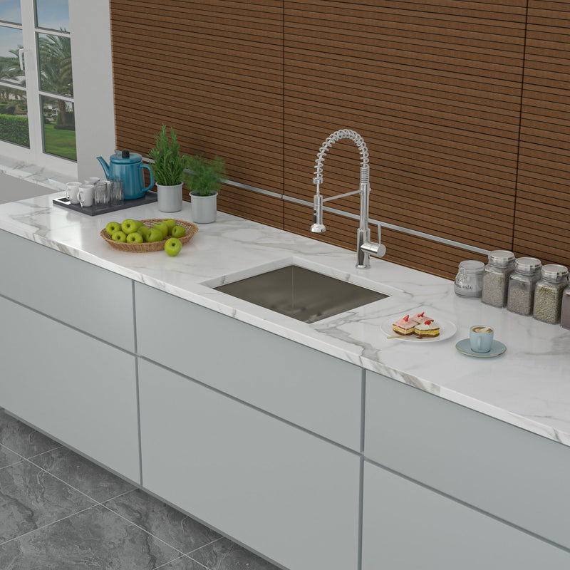 21" Undermount Stainless Steel Kitchen Sink With Brushed Nickel Finish, 16 Gauge T304, 10" Deep Single Bowl Basin