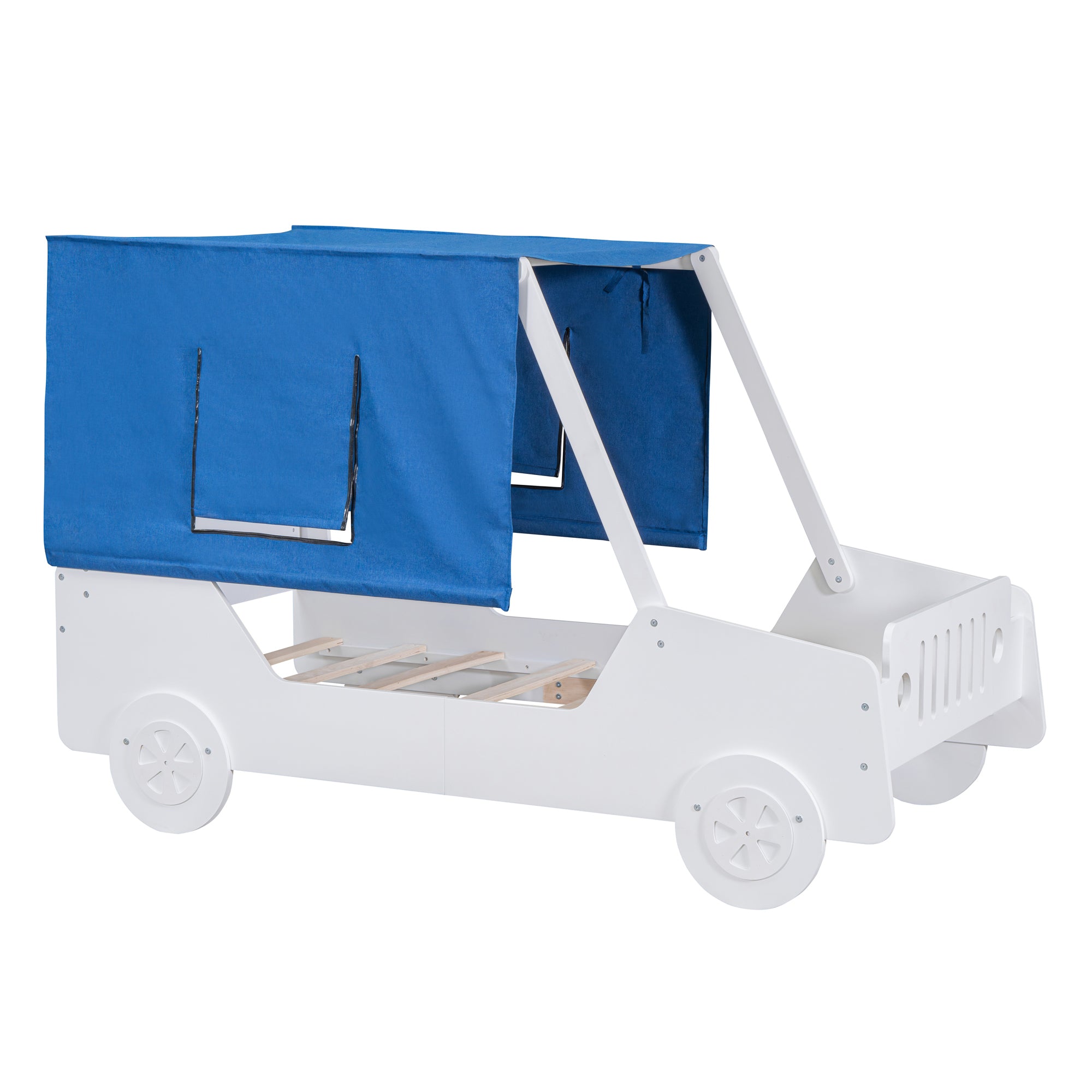 Twin Size Car Shaped Bed with Tents,White - Atlantic Fine Furniture Melbourne FL