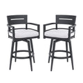 Outdoor Swivel Bar Chairs, 360 Degree Rotation, Ergonomic Backrest (Set of 2)