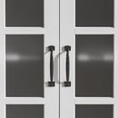 Modern Bathroom Vanity With Ceramic Sink, Tempered Blurred Glass Doors