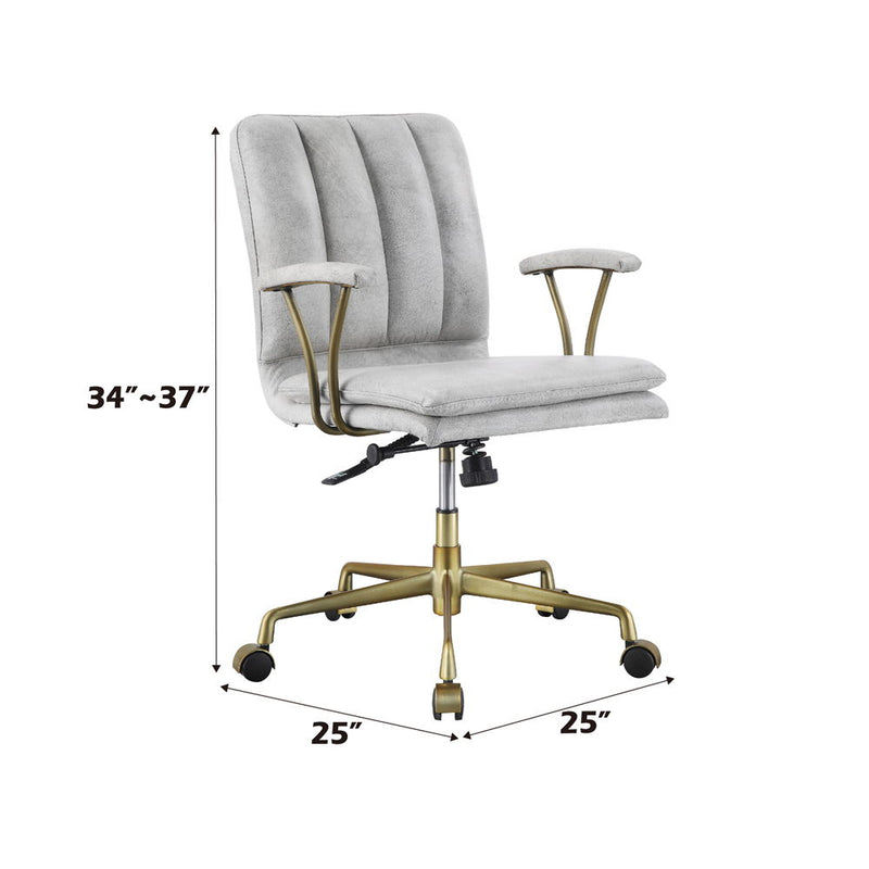 Damir - Office Chair - Vintage White Top Grain Leather & Chrome - Atlantic Fine Furniture Inc