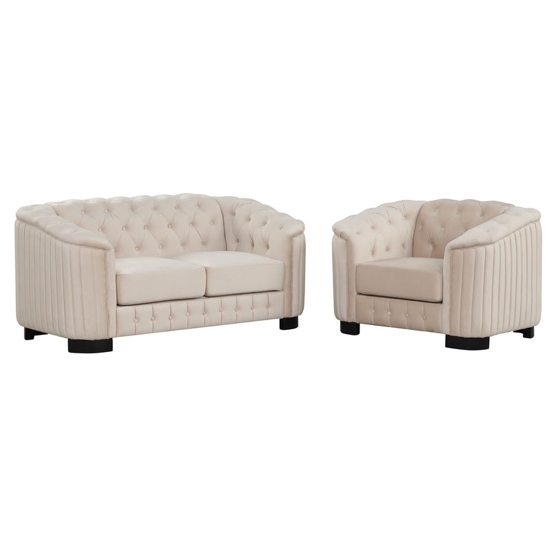 3 Piece Sofa Sets Modern With Rubber Wood Legs, Velvet Upholstered Couches Sets Including Three Seat Sofa, Loveseat And Single Chair For Living Room Furniture Set