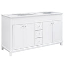 Bathroom Vanity Cabinet Only, 3 Drawers & 4 Doors With Double Layer Shelves - White