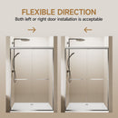 Aluminum Frame Double Double Soft Close Shower Door, Tempered Glass And Dual Stainless Steel Handles