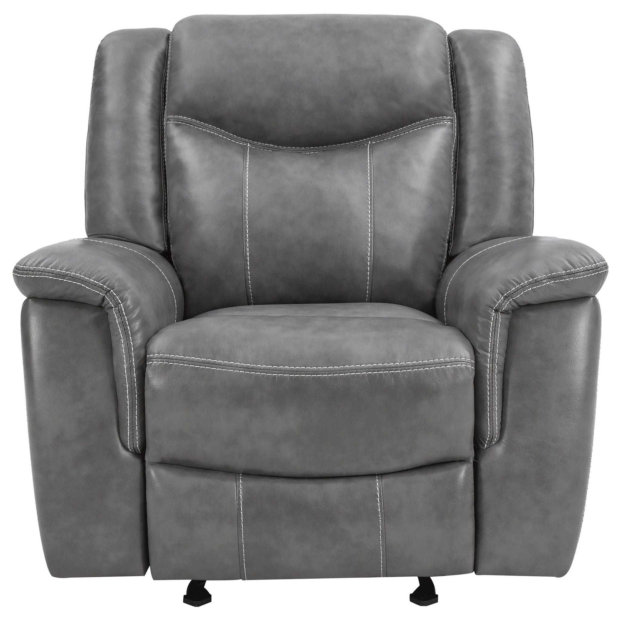 Conrad Upholstered Padded Arm Glider Recliner Grey