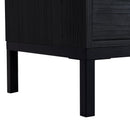 Modern Style Tall Display Cabinet With LED Lighting, Tempered Glass Door, 2 Drawers