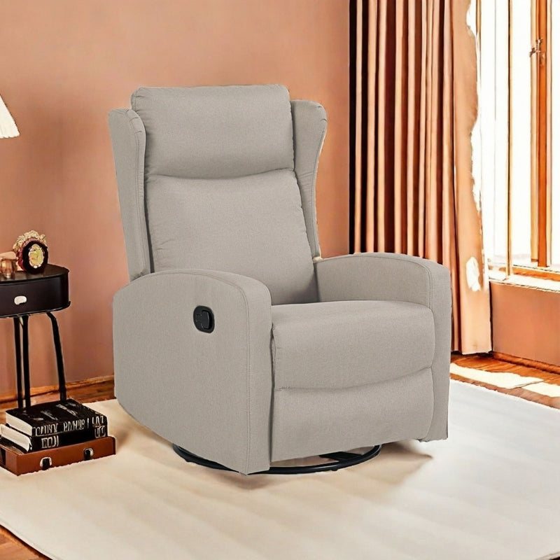 Rocking Swivel Recliner Chair For Living Room, 360 Degree Swivel, Adjustable Modern Reclining Chair, Classic And Traditional Recliner Sofa With Lumbar Support - Ligth Gray