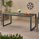 Modern Outdoor Aluminum Rectangular Dining Table With Slatted Top